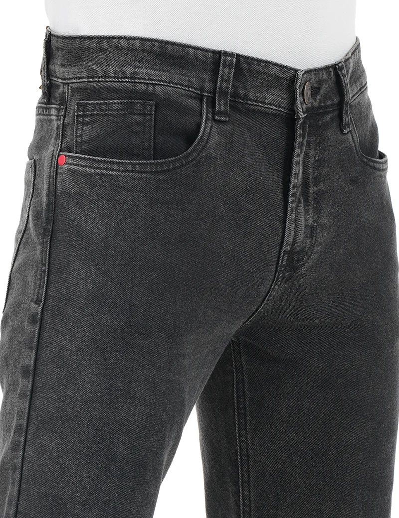 Inkd BLACK - Grey Dilemma Men's Slim Fit Jeans - Mid-Rise | Cotton Blend | Contrast Stitch | Stretchable Fabric | Classic 5 Pocket Styling for Men | Best Price UAE